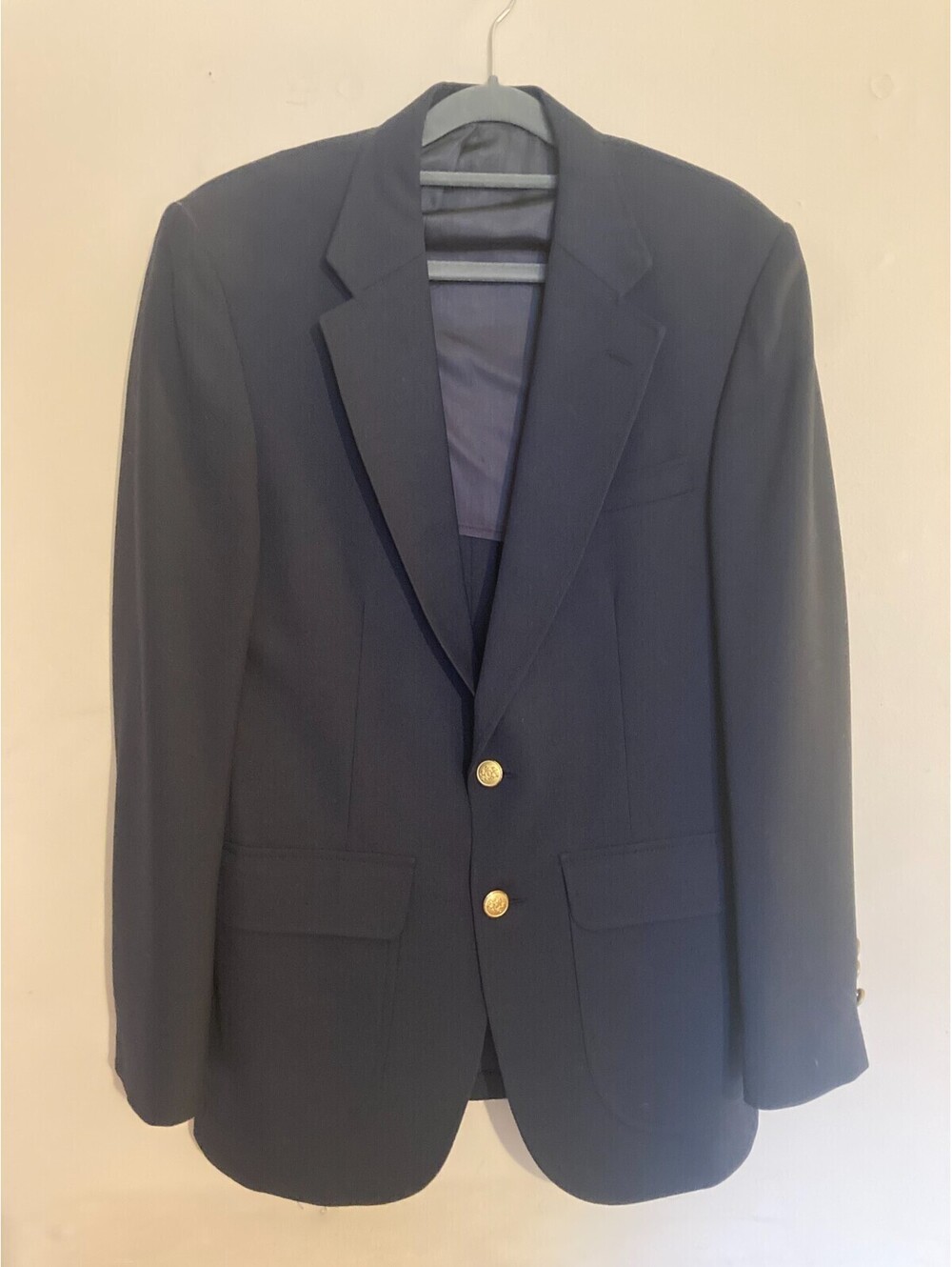 Vintage Mens Stafford Navy Blue Gold 2-Button Blazer Suit Jacket - size 42
